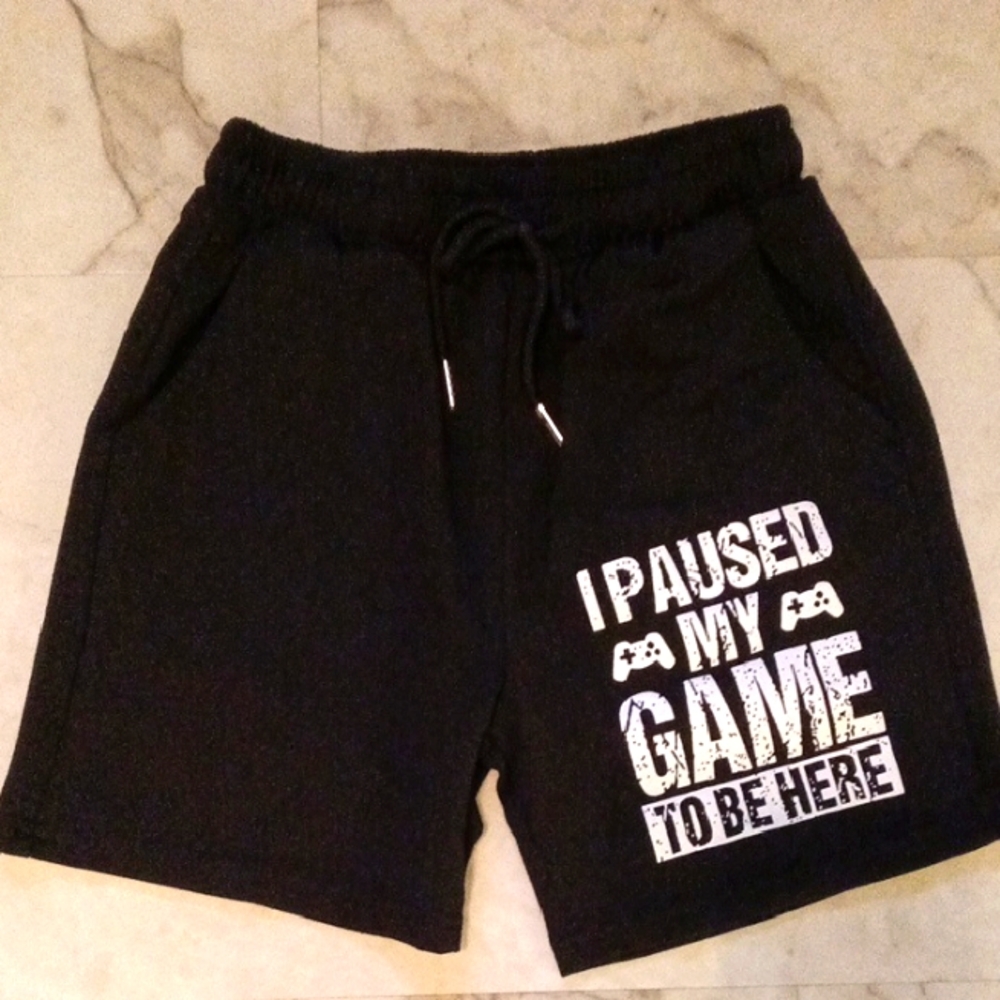 Black Gaming Print Boys Shorts